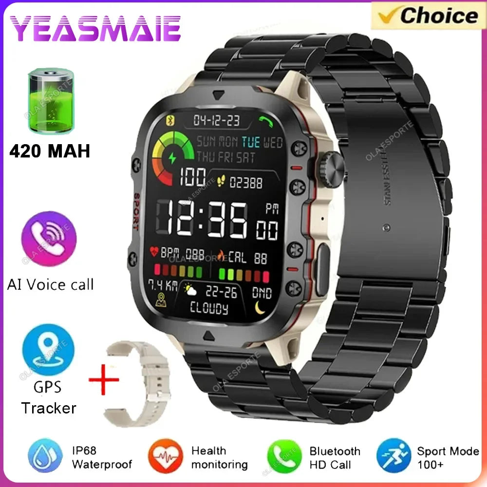 New in Military Smart Watch Women 3ATM Outdoor Sport Watch GPS Fitness Tracker Health Monitor BT Calls Smartwatch For Men Women Peaceful Pleasures Health and Wellness Go20Bkszstrap Ola Esporte