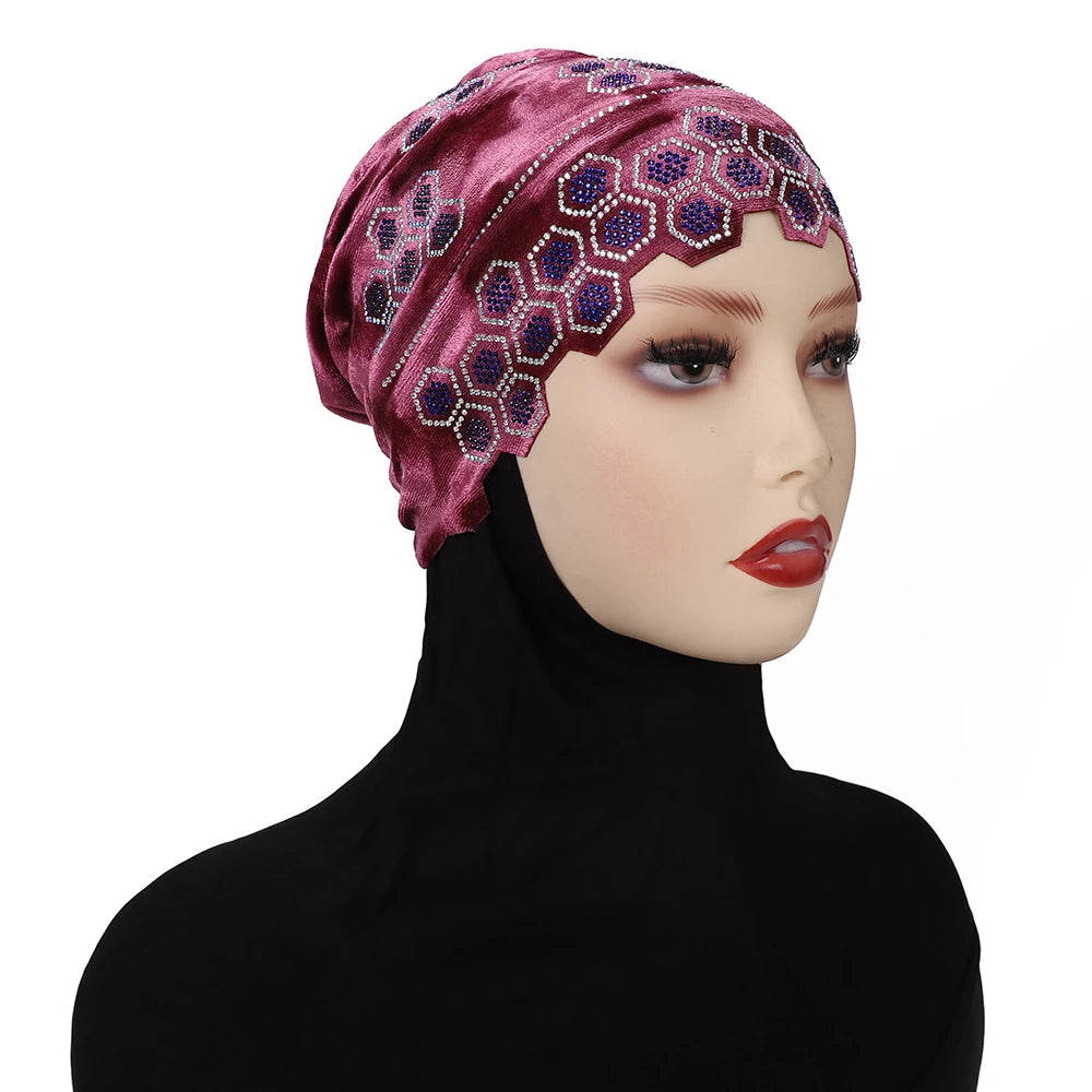 Rhinestone Headband Hijab Instant Turban Scarf | 12 Colors