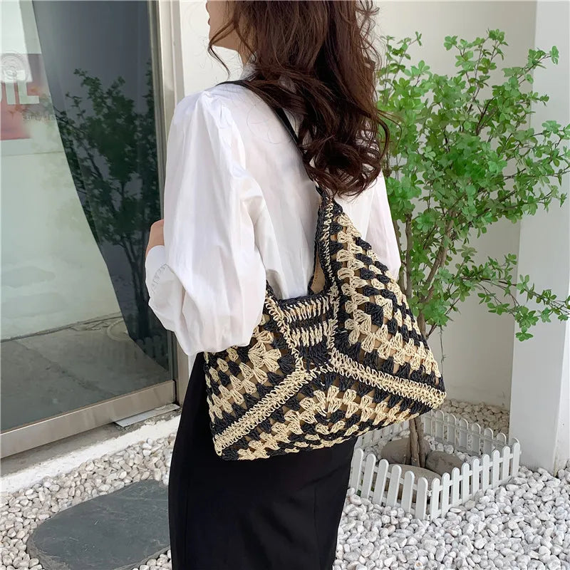 Woven Net Shoulder Bag – Beach Tote Handbag for Women & Girls Peaceful Pleasures Health and Wellness
