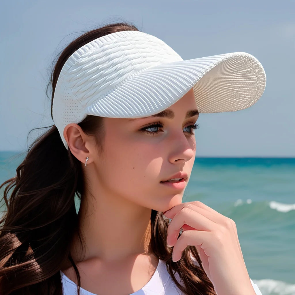 Women's Knitted Visor Sun Hat – Breathable Elastic Running Cap
