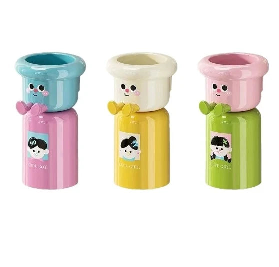 Cute Kids Creative Toothbrushes Holder,Household No Punching Organiser Rack with Cups for Toothpaste Comb,2 In 1 Gargle Cup Peaceful Pleasures Health and Wellness 3pcs