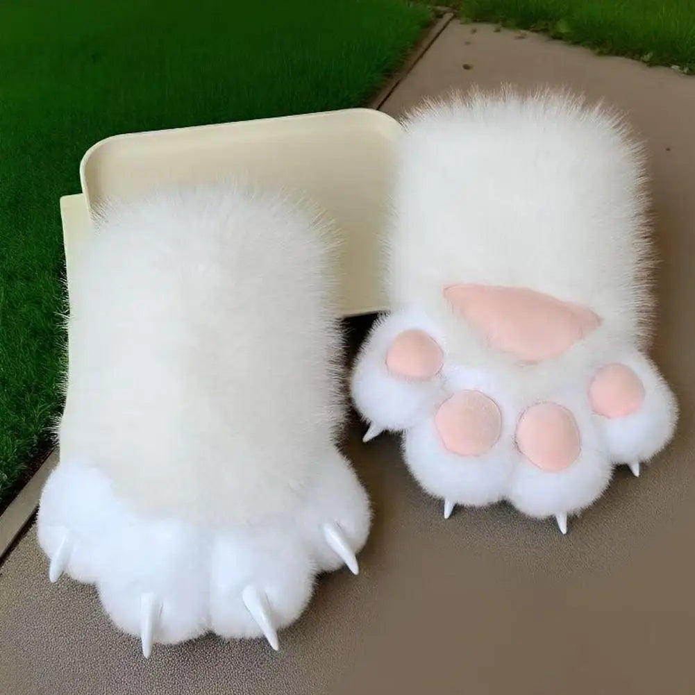 Kawaii Cat Paw Plush Mittens – Squeaky Cosplay Gloves
