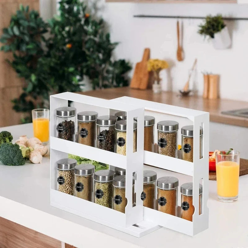 2-Tier Rotating Spice Rack – 90° Swivel Countertop Organizer