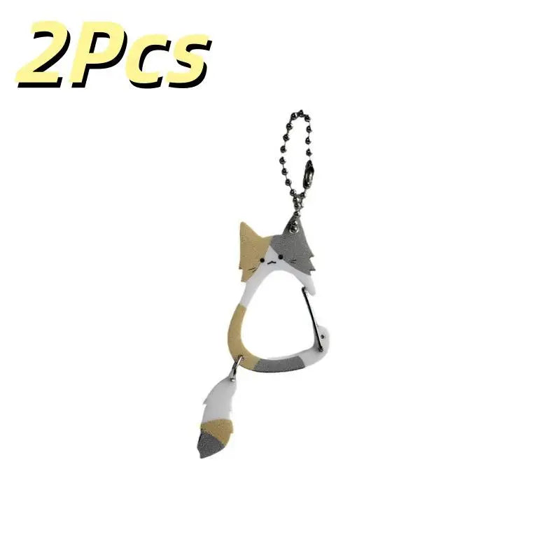 2-Pack Wagging Tail Cat Keychain | Cute Moving Pendant Carabiner
