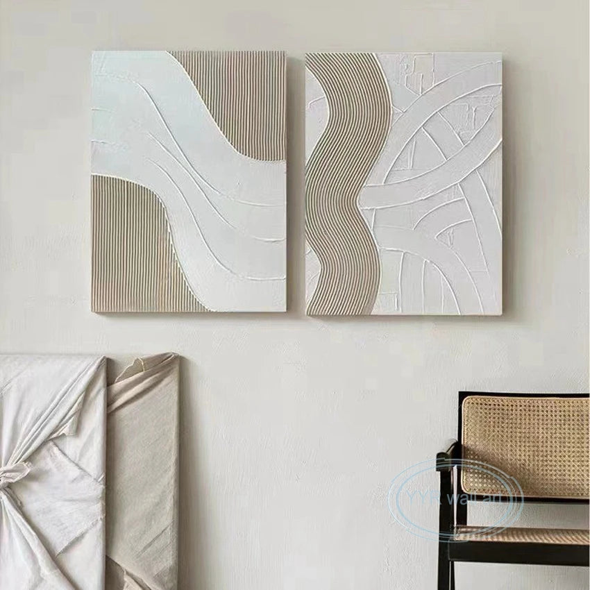 Stripe Texture Decor Oil Painting Modern Abstract Handmade Wall Art Canvas Mural Living Room Bedroom Porch Hotel Hanging Picture Peaceful Pleasures Health and Wellness
