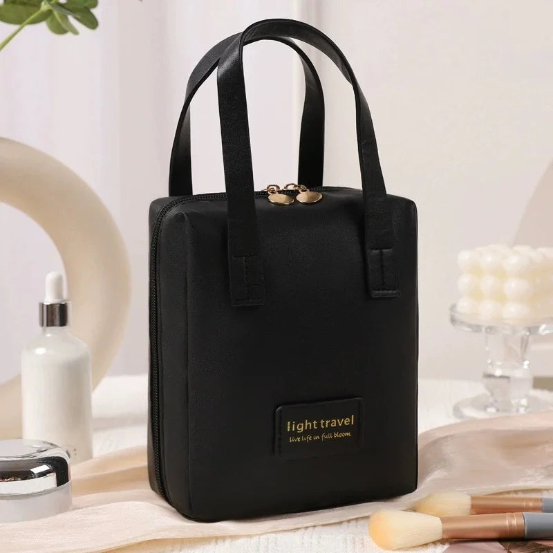 Large PU Leather Travel Makeup Bag – Wide-Open Cosmetic Organizer