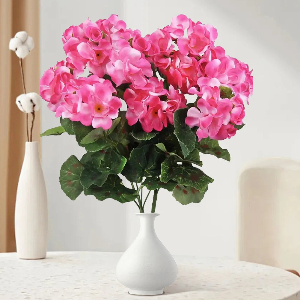 2Pcs Artificial Geraniums Faux Flower Bush – Indoor & Outdoor