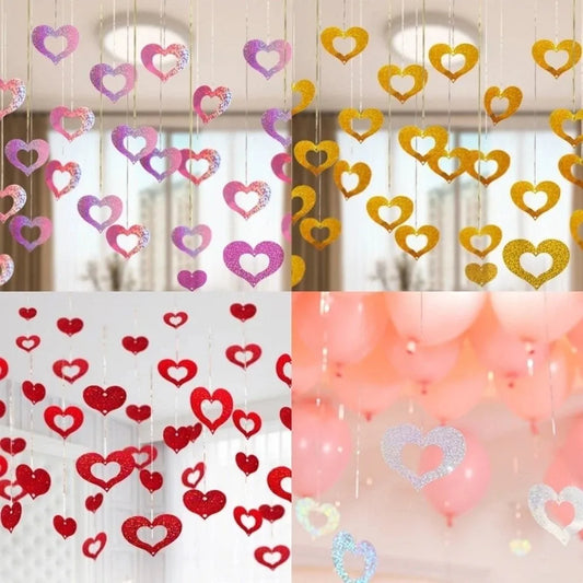 Sequin Heart String Garland Rain Curtain – 50 Pcs Party Decor Party Garland Decor Oasis Select