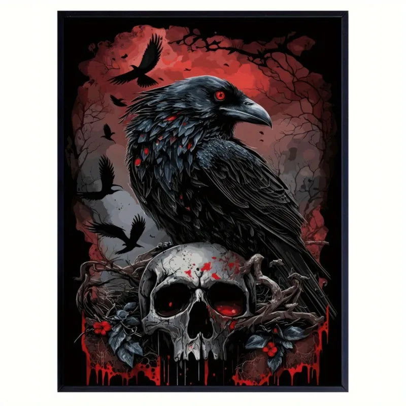 Victorian Gothic Black Cat Raven Canvas Wall Art Print | Occult Décor Gothic Canvas Print Peaceful Pleasures Health and Wellness