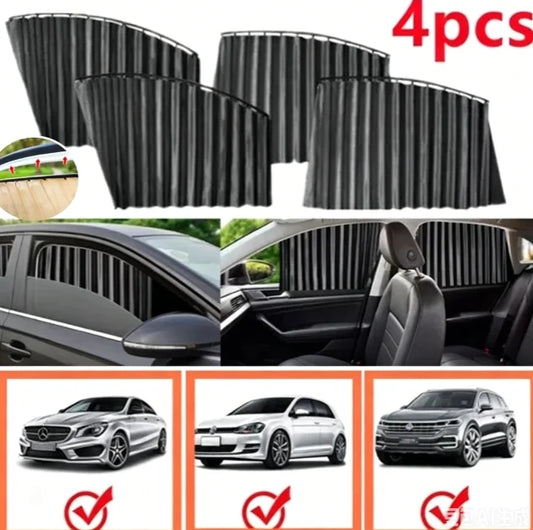 2/4pcs Black Sliver Embedded Track Curtains Sun Protection Temperature Isolation Car Privacy Sunshade Private Cool Car Interior Peaceful Pleasures Health and Wellness