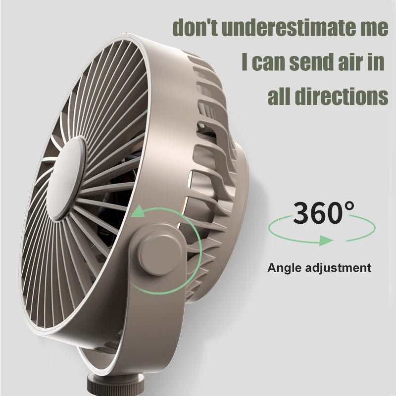 Chargeable Tripod Stand Desk Air Cooling Blower Rotation Camping Ceiling Fan With Night Light Outdoor USB Conditioning Cooler Peaceful Pleasures Health and Wellness