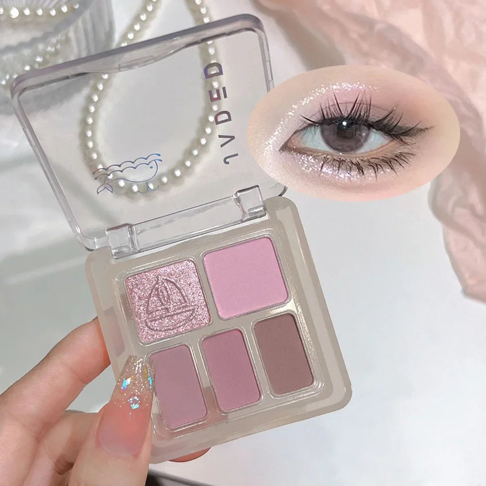 JADED 5-Color Glitter Eyeshadow Palette – Waterproof Shimmer