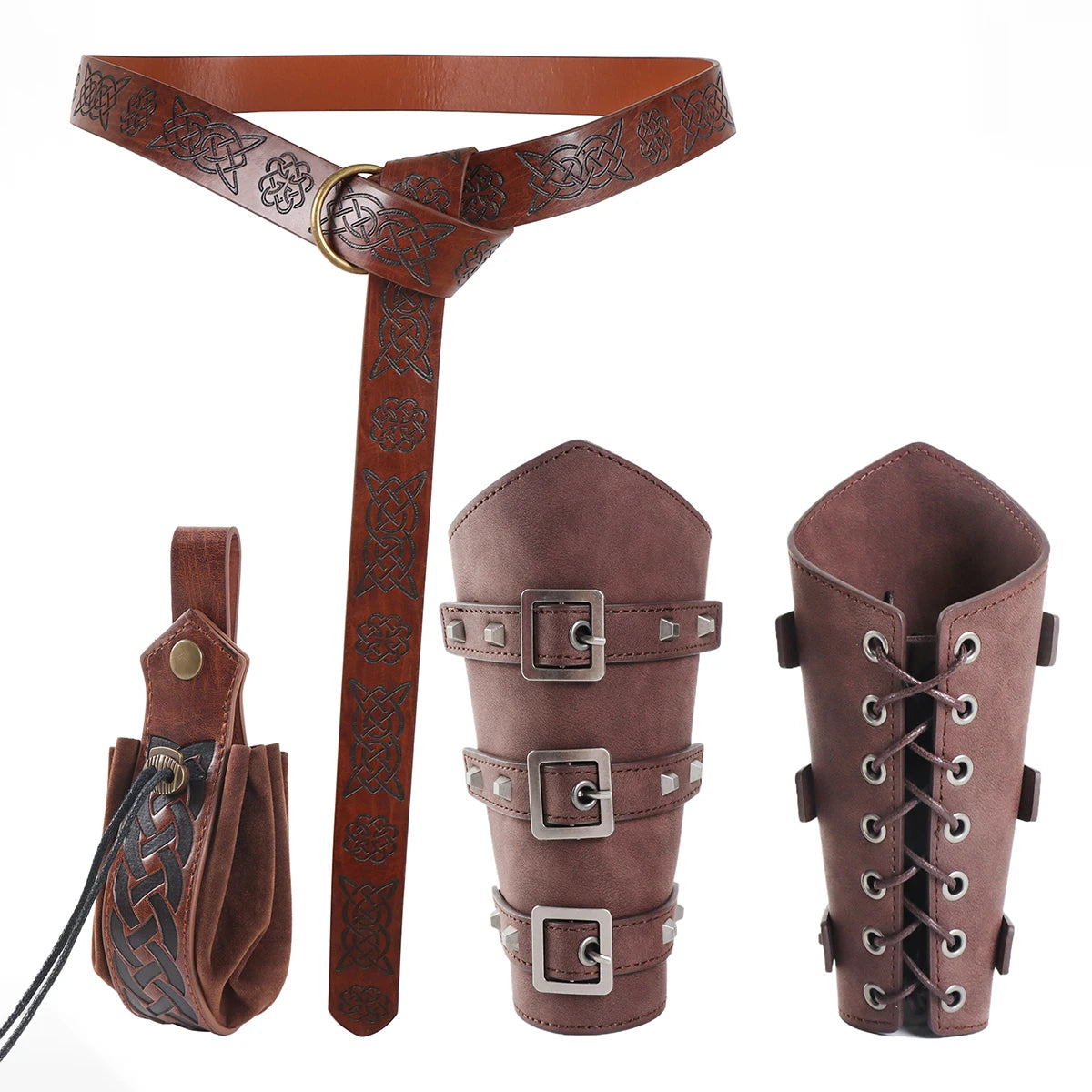 Men Medieval Knight PU Leather Belt Accessories Pouch Universal