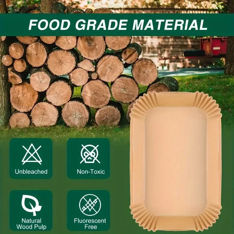 Disposable Air Fryer Liner Paper | Non-Stick Baking Mat 50/100 Pk