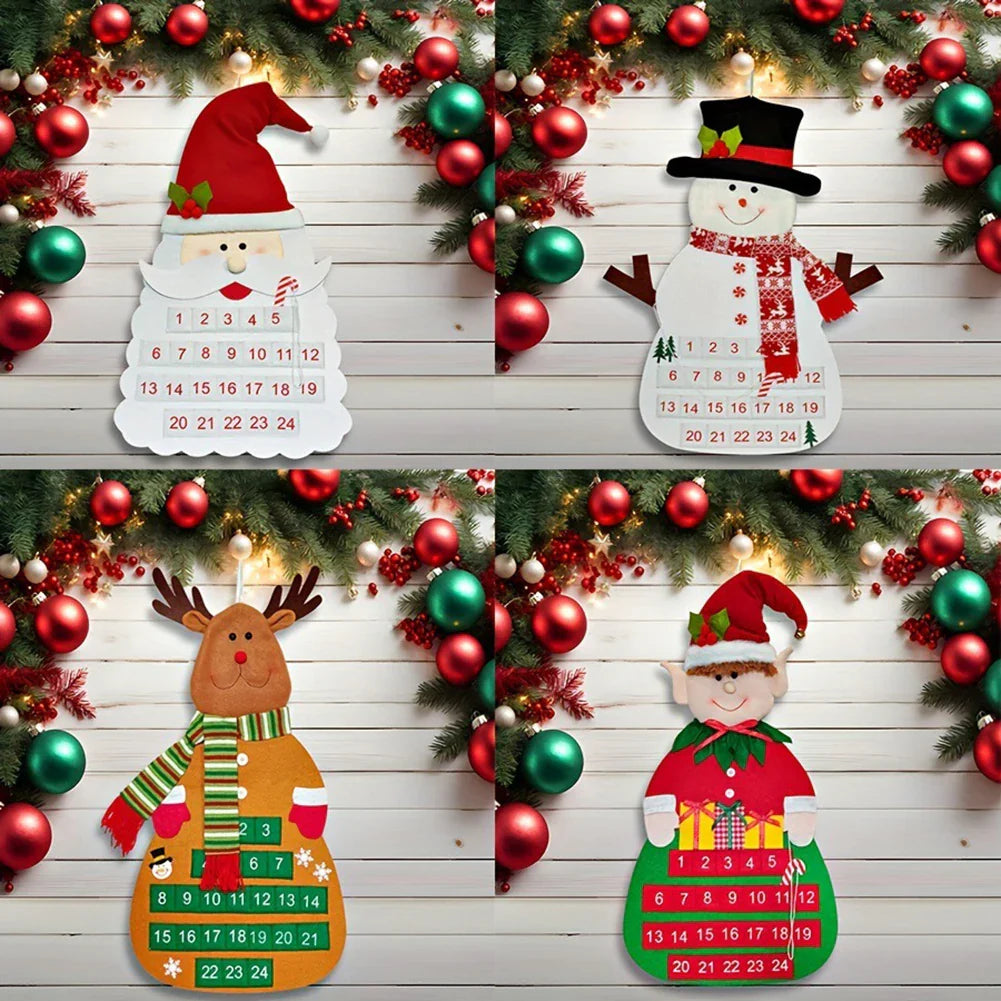 Felt Christmas Tree Advent Calendar | Santa Holiday Wall Decor