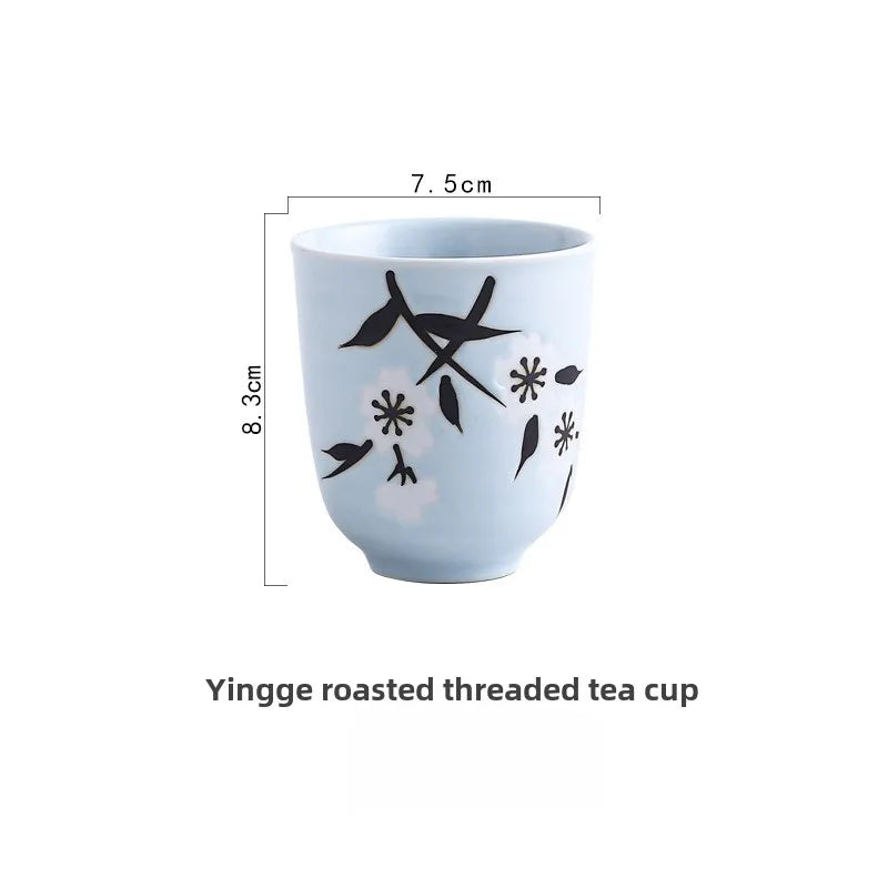 Japanese Style Ceramic Cup Hand Painted Home Tea Cup Japanese Cuisine Ceramic Coffee Peaceful Pleasures Health and Wellness D teacup