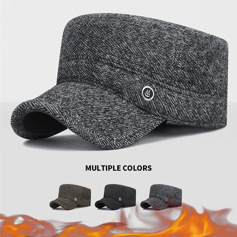 1pc Men's Winter Flat Cap with Hidden Ear Flaps, Thickened Thermal Baseball Cap, Fashionable Outdoor Sun Hat for Autumn & Winter Peaceful Pleasures Health and Wellness