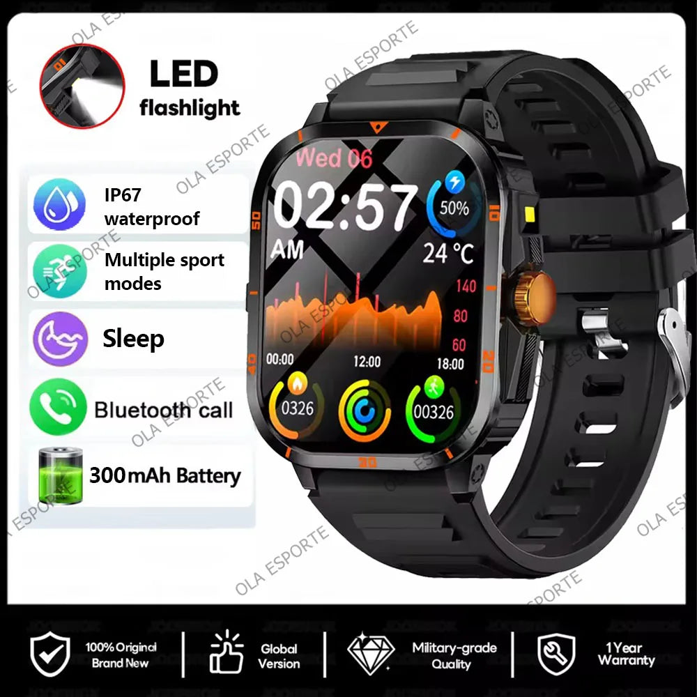 Military Smartwatch 2.01" HD Bluetooth Call Waterproof | Men