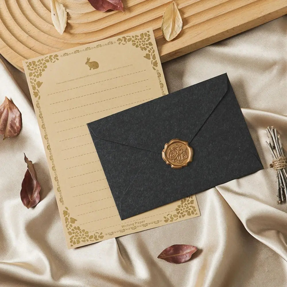 10pcs Vintage Envelopes Set Sheepskin Envelope Bronzed Seal Blessing Thank Envelope Invitation Card Nostalgia Art Peaceful Pleasures Health and Wellness Style 9