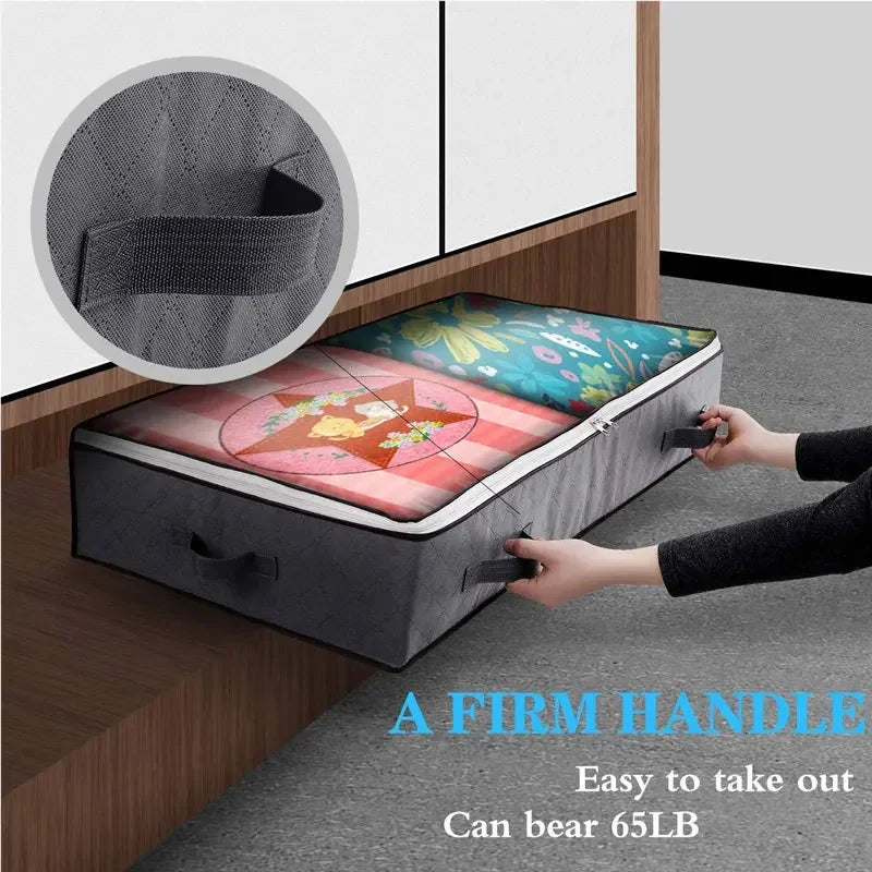 Under Bed Storage Bag – Large Foldable Dustproof Quilt Organizer