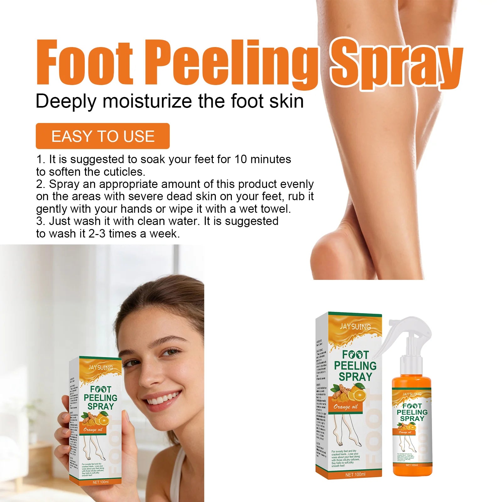 Orange Oil Foot Peeling Spray Exfoliate Rough Skin Soften Heels Repairing Dry Cracks Smoothing Foot Skins Feet Exfoliating Spray Peaceful Pleasures Health and Wellness