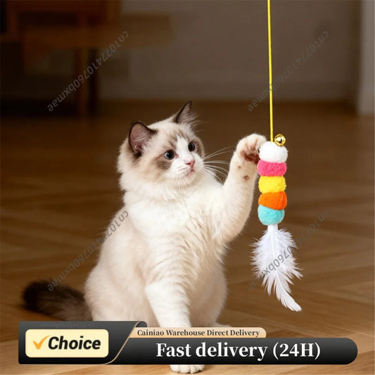 Interactive Cat Hanging Toys Swing Feather Self-Play Pet Chase Toy Auto-Rebound Cat-Teasing Tool for Relieve Boredom Burn Energy Peaceful Pleasures Health and Wellness