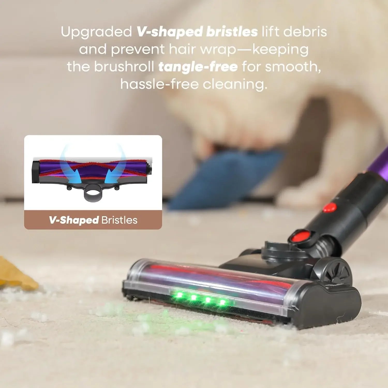 Powerful Cordless Vacuum Cleaner, 48000Pa Suction, 65-Min Runtime, Tangle-Free for Pet Hair, Lightweight & Self-Standing Peaceful Pleasures Health and Wellness