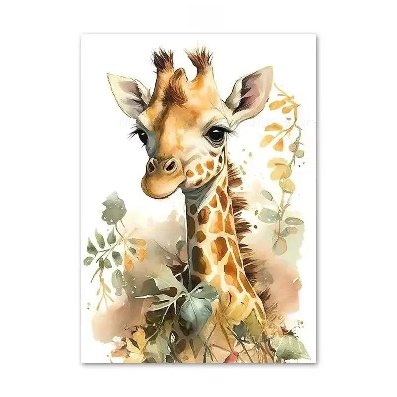 Funny Animal Bathroom Canvas Wall Art | Zebra Giraffe Tiger