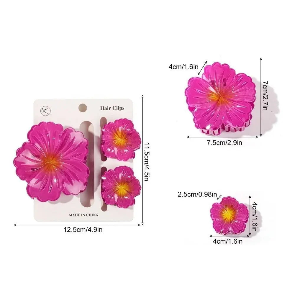 3-Pack Hibiscus Flower Hair Claw Clips – Gradient Summer Set