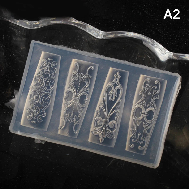 Nail Mold Silicone Retro Pattern Nail Art Decorations Baroque Style Relief Design Nail Art Template Stereoscopic Manicure Tools Peaceful Pleasures Health and Wellness A2