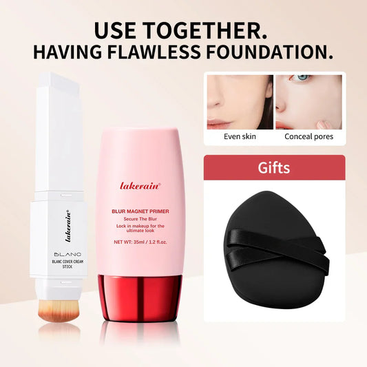 Blur Magnet Primer & Color-Change Foundation Stick | Korean Makeup Face Makeup Combo Set Oasis Select
