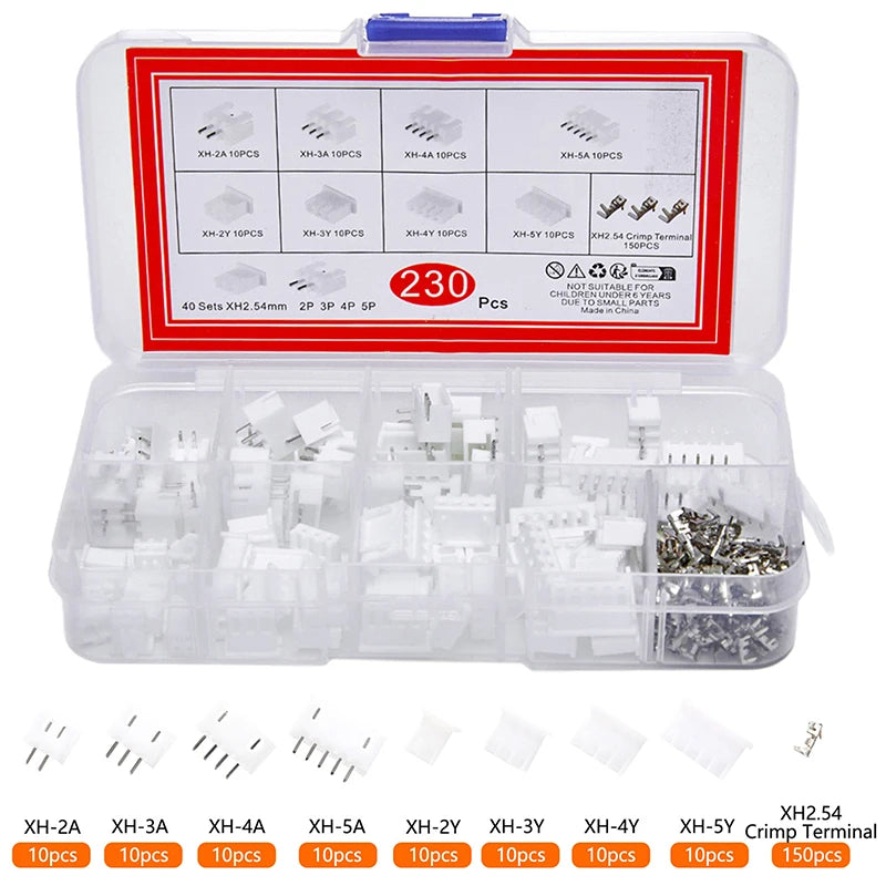 New 230Pcs XH2.54 PH2.0 2p 3p 4p 5 Pin 2.54mm 2.0mm Pitch Terminal Kit JST Connector Wire Connectors Adaptor Box Packing Peaceful Pleasures Health and Wellness