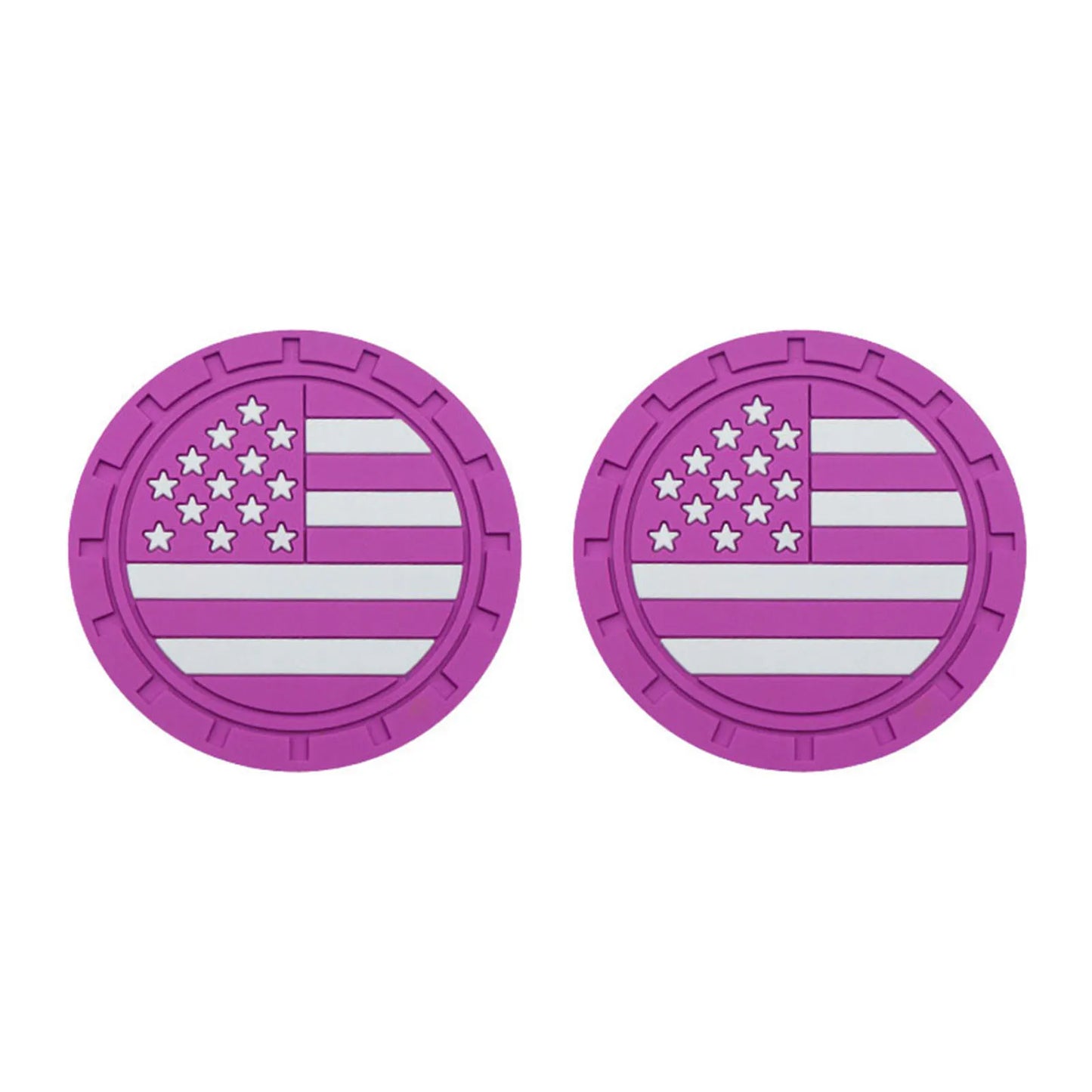 2pcs Anti Slip Shockproof Drink Mat with American Flag Pattern US Flag Insert Car Cup Coaster 2.75 Inch Car Interior Accessories Peaceful Pleasures Health and Wellness Purple Silicone