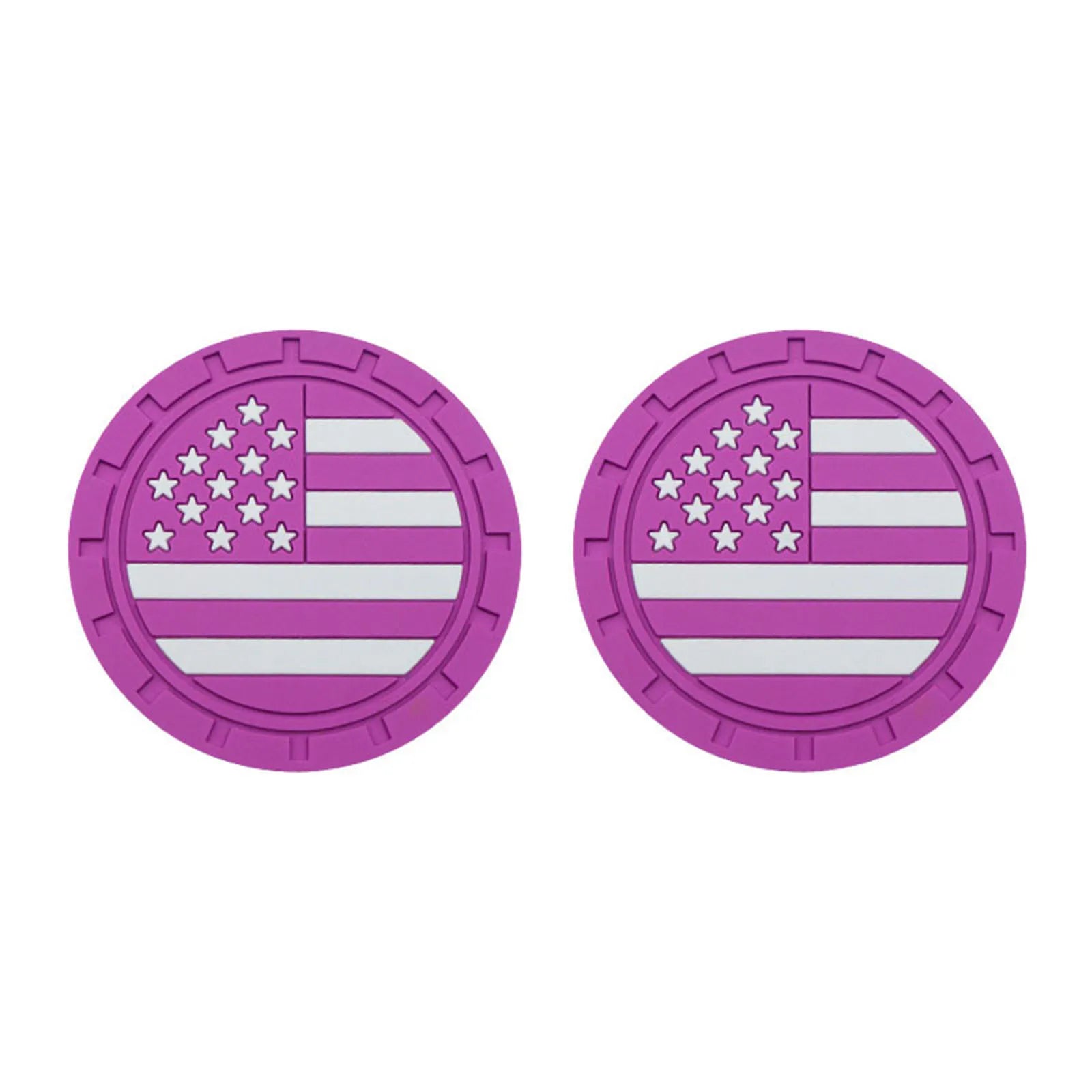 2pcs Anti Slip Shockproof Drink Mat with American Flag Pattern US Flag Insert Car Cup Coaster 2.75 Inch Car Interior Accessories Peaceful Pleasures Health and Wellness Purple Silicone