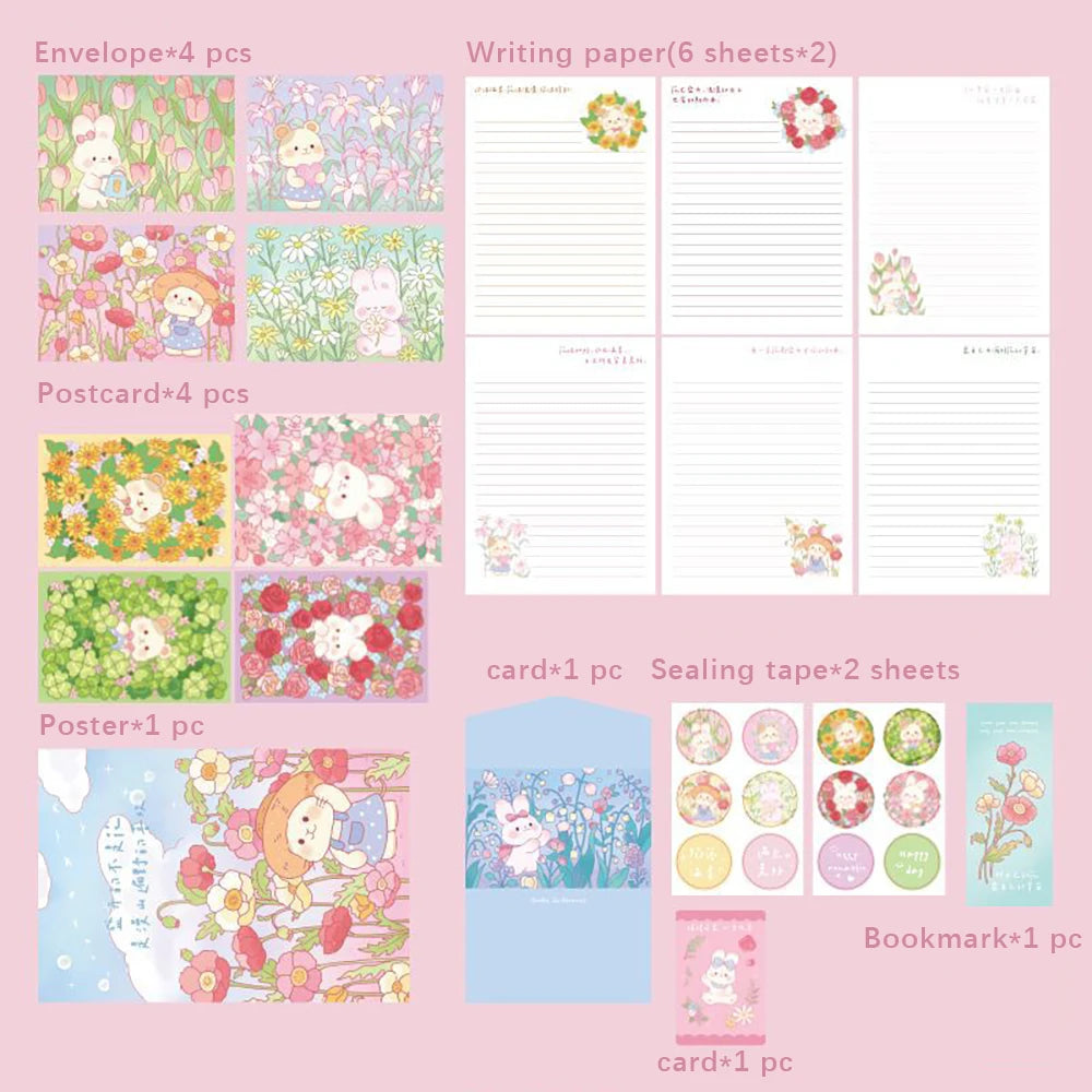 Flower Sea Melody Series Stamped Envelope Letter Beauty Sealing