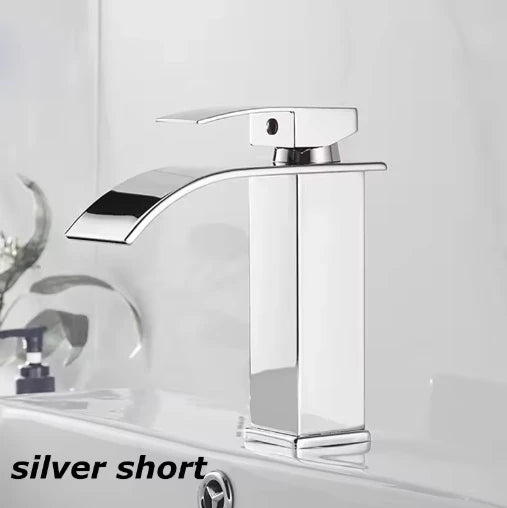Black Stainless Steel Waterfall Basin Faucet | Hot & Cold