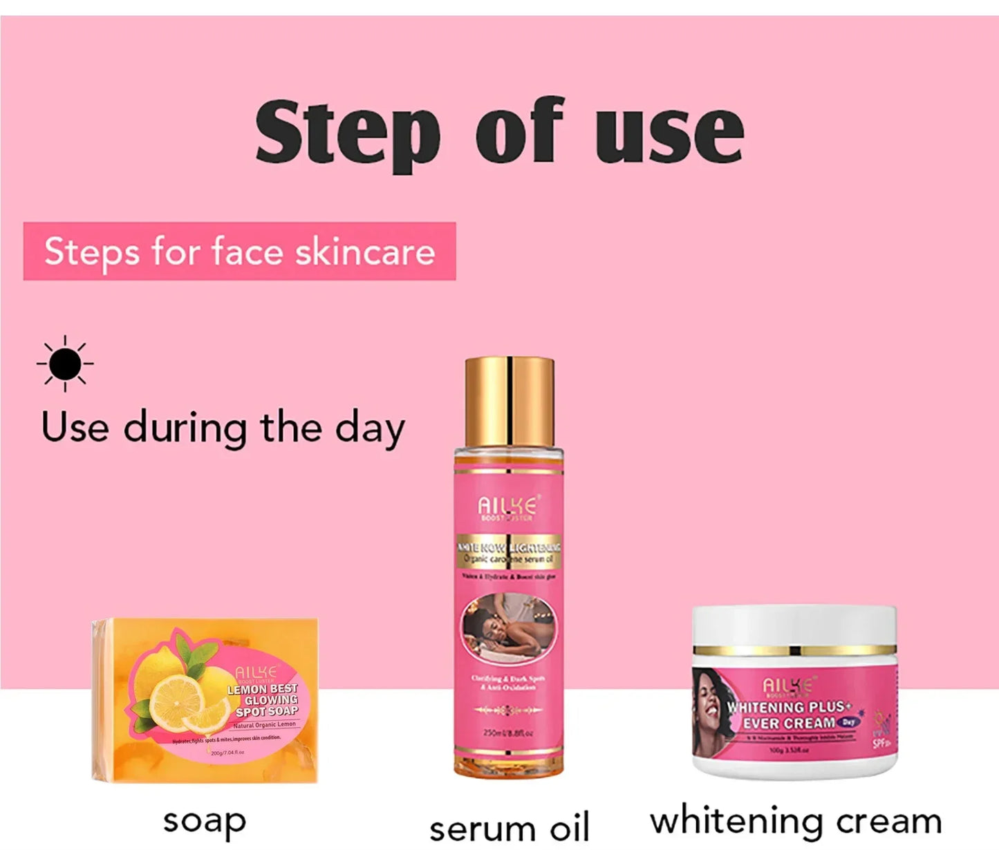AILKE Natural Skin Glowing Set – Acne, Dark Spots & Brightening Peaceful Pleasures Health and Wellness
