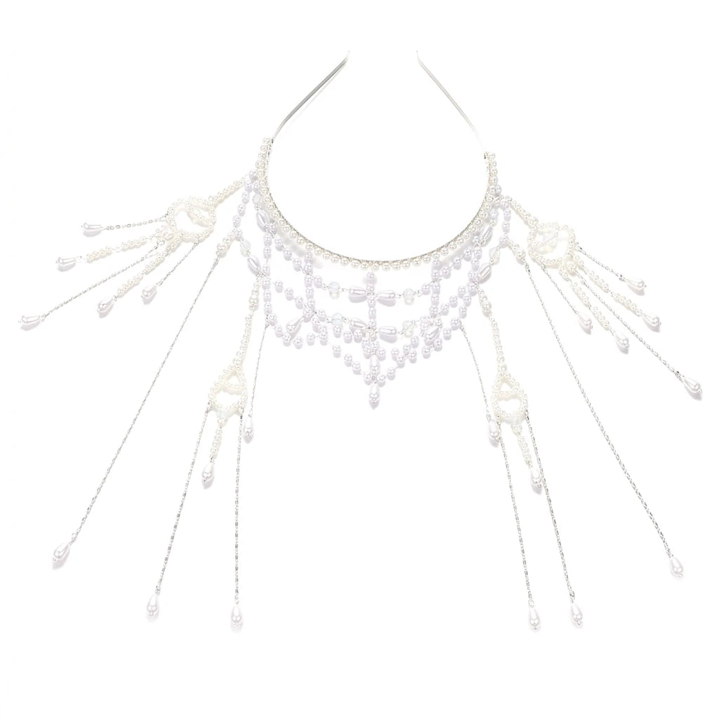 Imitation Pearl Headband Hair Accessory With Detachable Tassels For Wedding And Formal Events Peaceful Pleasures Health and Wellness A
