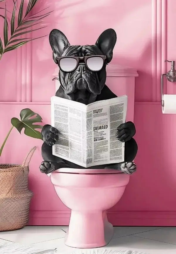 Funny Toilet Animals Canvas Wall Art | Bathroom Decor Poster
