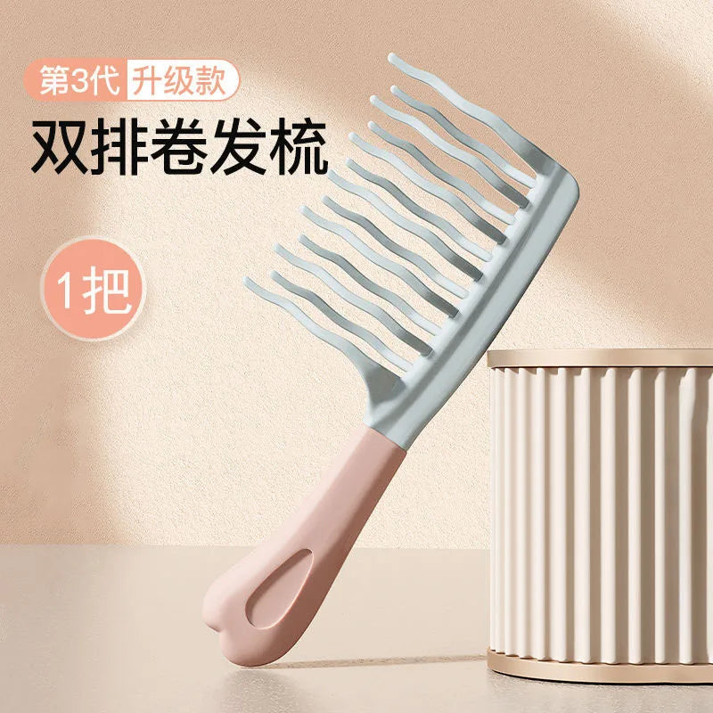 Double Row Curly Hair Comb – Anti-Static Scalp Massage Comb Curly Hair Comb Peaceful Pleasures Health and Wellness Pink