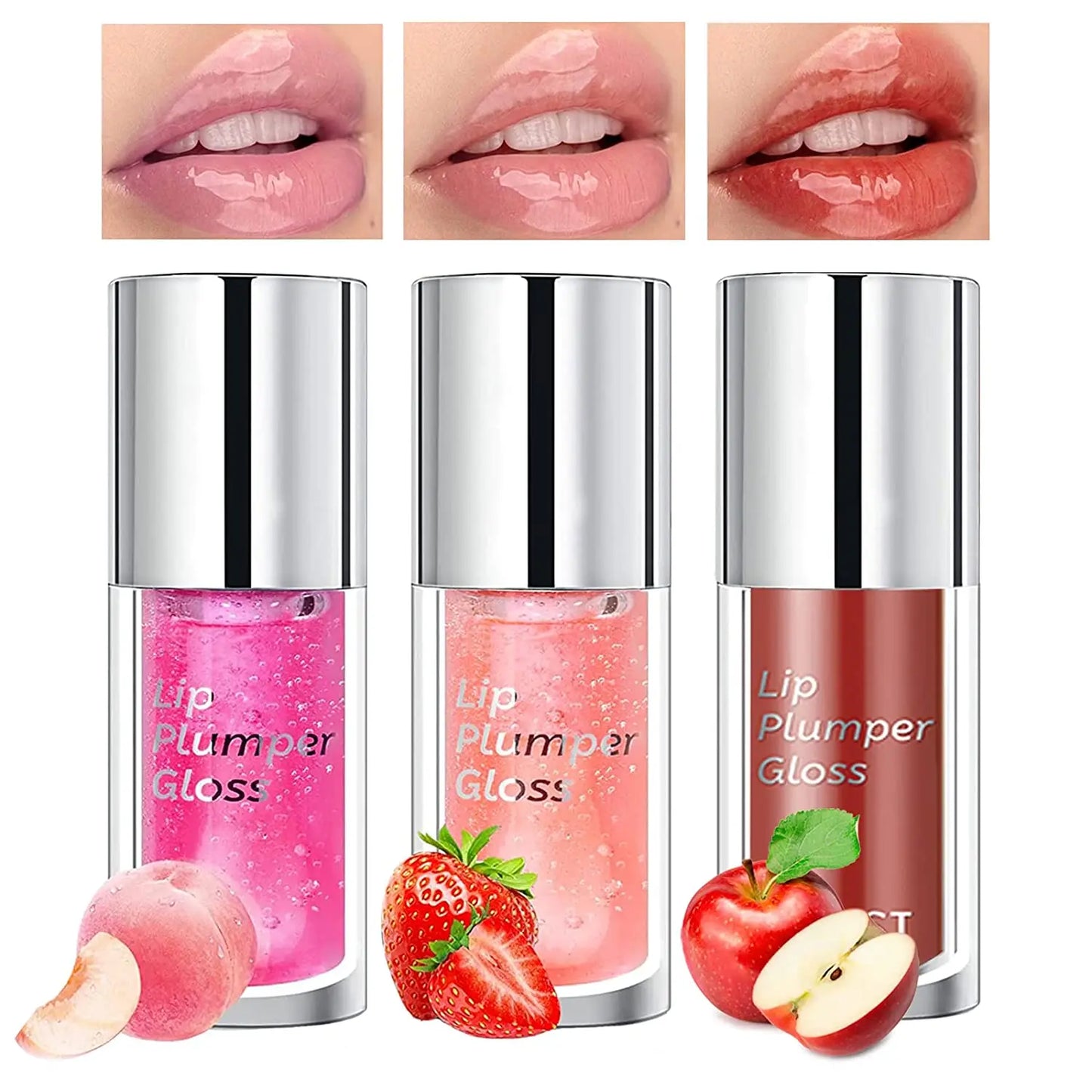 QIBEST 3Pcs/Set Watery Lip Gloss Lipstick Long Lasting Makeup Not Fade Lip Glaze Kit Gifts Maquiagem Beauty For Women Lipgloss Peaceful Pleasures Health and Wellness Set A