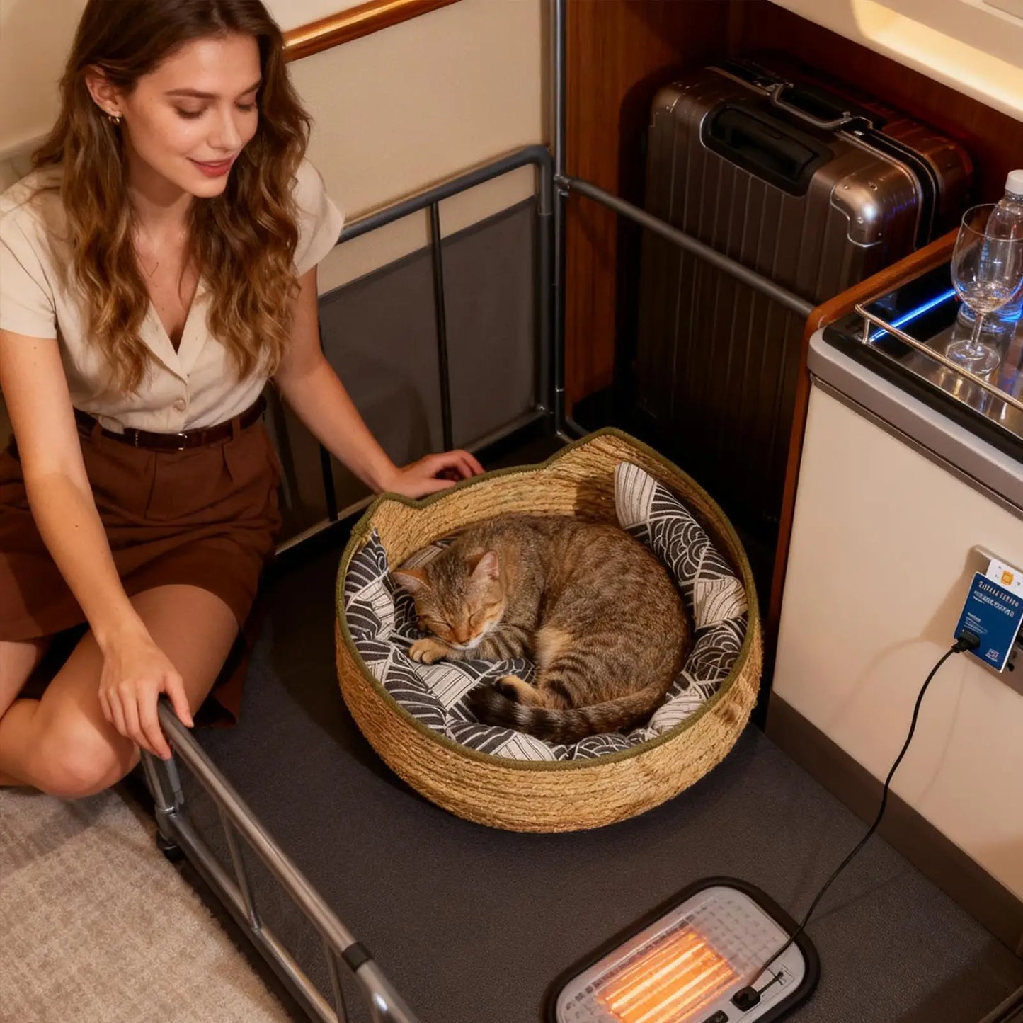 Cat Sleeping Bed With Cushion And Pillow Woven Comfortable Kitten Furniture Cat Mat Bed For Indoor Outdoor Winter Travel Car Peaceful Pleasures Health and Wellness