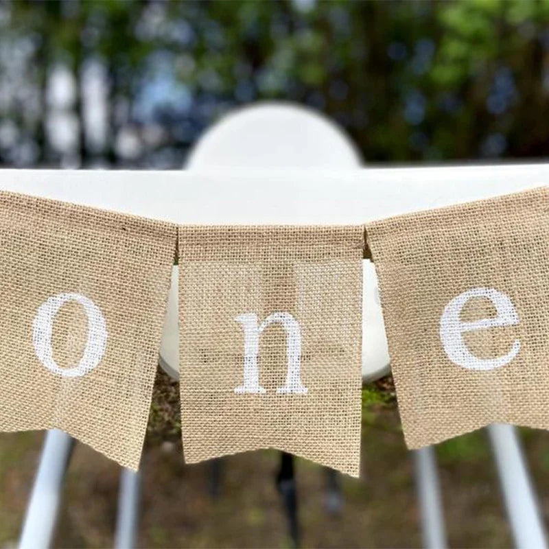 Rustic Burlap Farm 1st Birthday Highchair Banner & Photo Prop