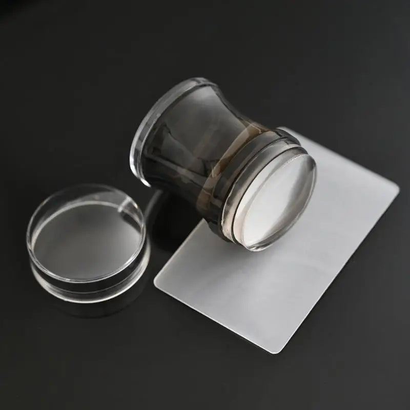 Nail Art Stamper Clear Jelly Silicone Head Manicure Scraper Nail Stamp Scraper Stamping Polish Print DIY Manicure Tool Peaceful Pleasures Health and Wellness Black
