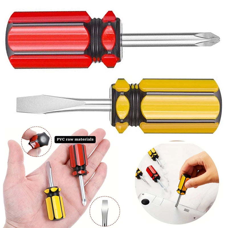 Small Screwdriver Short Handle Stubby Phillips Flat Head Pocket