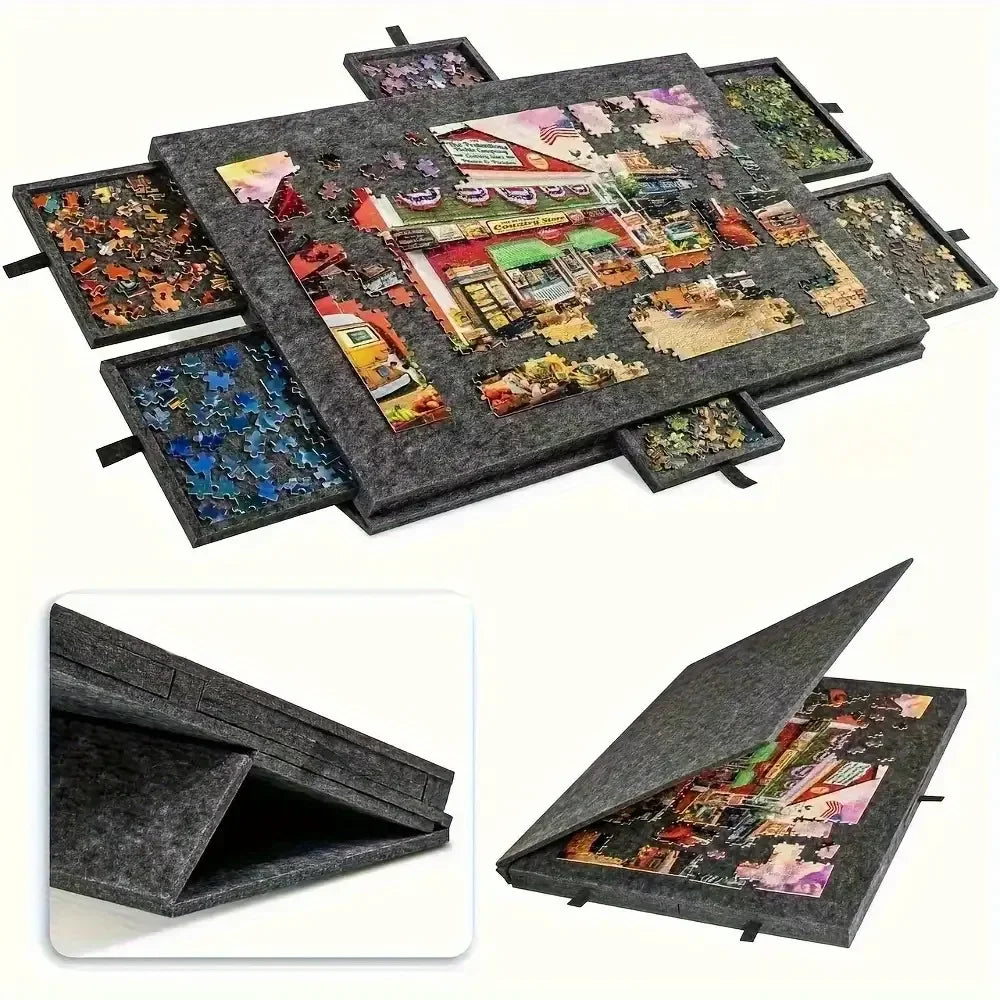 1000-Piece Puzzle Table with 6 Drawers & Adjustable Height