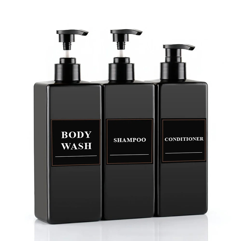 3-Pack 500ml Pump Dispenser Bottles – Soap, Shampoo & Body Wash