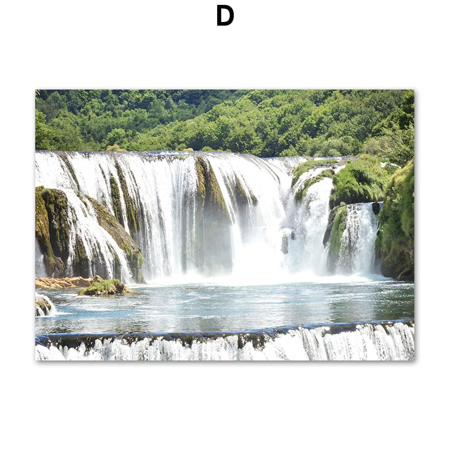 Mountain Waterfall Canvas Wall Art Poster | Nature Decor Print Canvas Wall Art Peaceful Pleasures Health and Wellness T80493-04 30x40cm Unframed