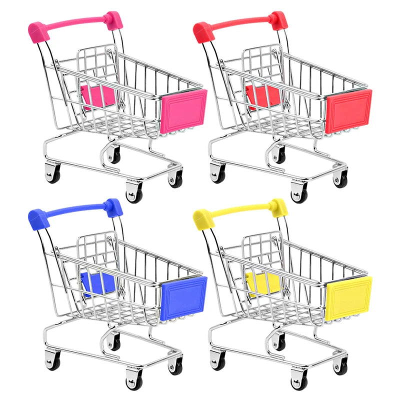 Mini Shopping Cart Toy Creative Handcart for Kids Crafts Display Storage Utility Cart Holder Doll Accessories Gift for Children Peaceful Pleasures Health and Wellness