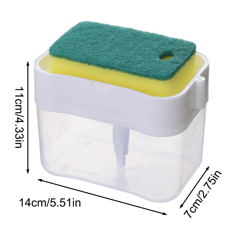 Kitchen Style Automatic Liquid Dispenser Dishwashing Brush Pot Tool Soap Dispenser with Press Cleaning Pot Brush Peaceful Pleasures Health and Wellness